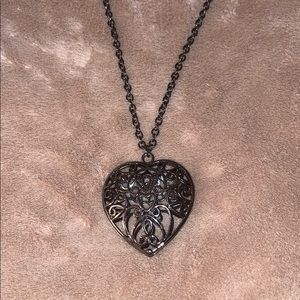 Long Heart Necklace - Dark Gray